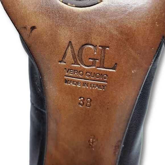 AGL Cap Toe Leather Bow Stretch Pumps EU 38 US 8 - Picture 13 of 14